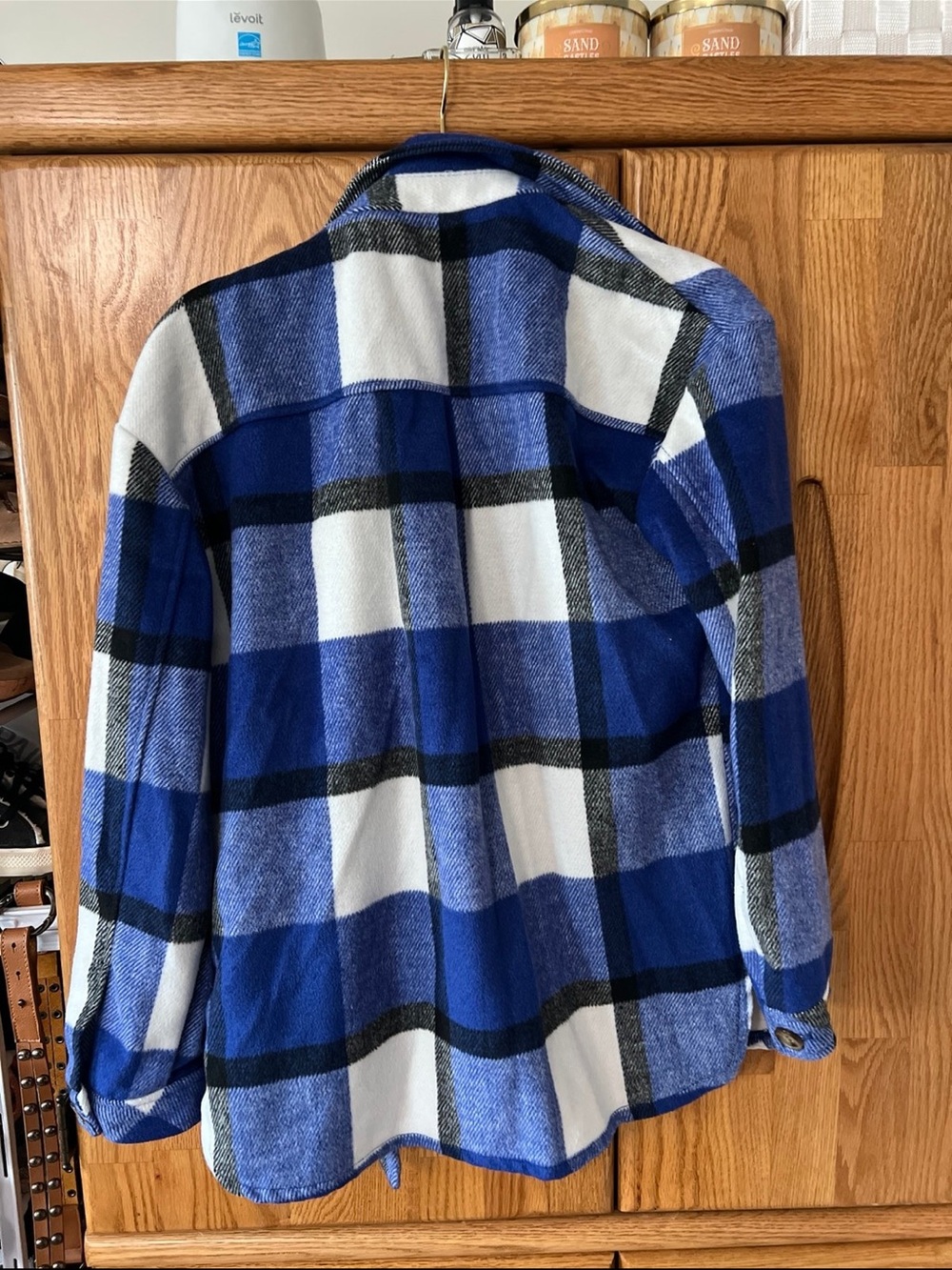 Blue/White Plaid Button Down Shirt Jacket Shacket 11-12 youth size - Picture 3 of 3